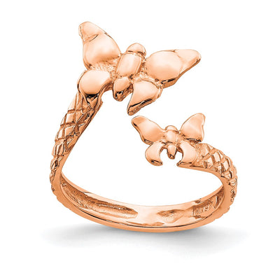 14K rose gold butterfly ring