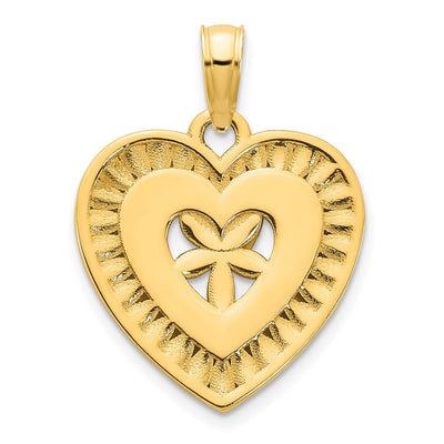 14ky Fancy Heart Pendant, 20.96 x 14.27mm