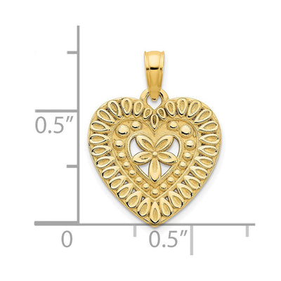14ky Fancy Heart Pendant, 20.96 x 14.27mm