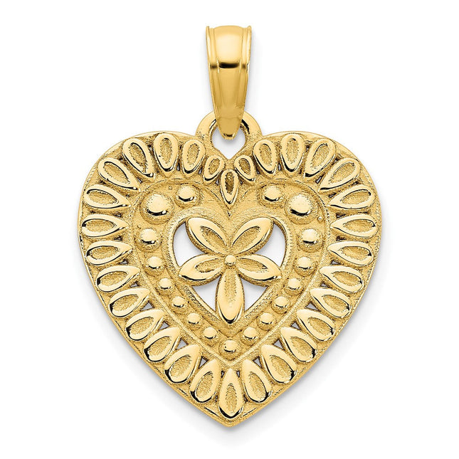 14ky Fancy Heart Pendant, 20.96 x 14.27mm