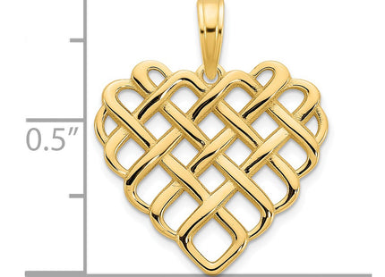 14K gold heart pendant, another view