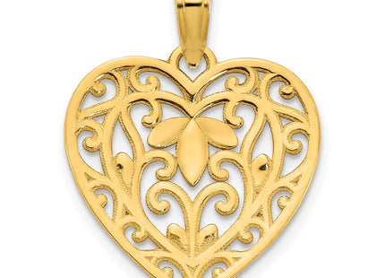 14K gold heart pendant, further view