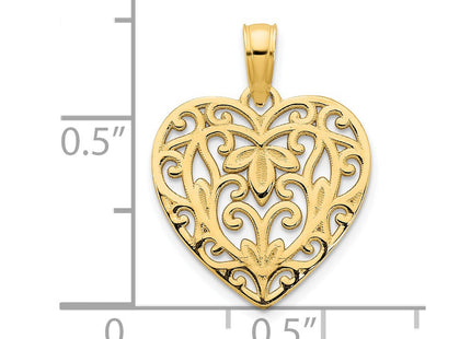 14K gold heart pendant, another view