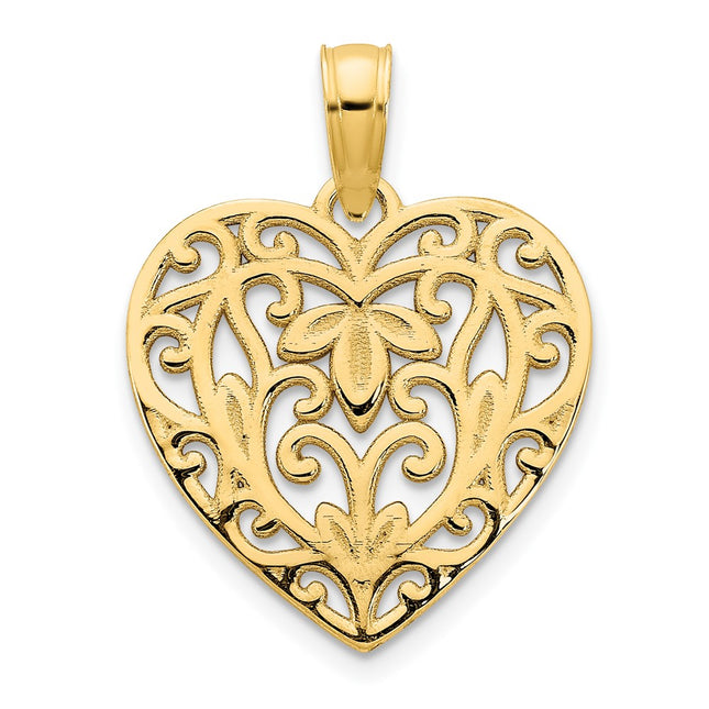 14k Fancy Heart Pendant, 20.47 x 14.56mm