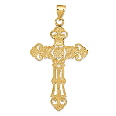 14K Fleur De Lis Large Cross Pendant