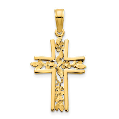 14ky Fancy Cross Pendant, 23.4 x 12.75mm