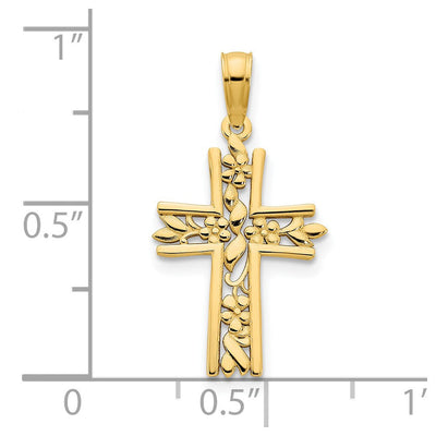 14ky Fancy Cross Pendant, 23.4 x 12.75mm