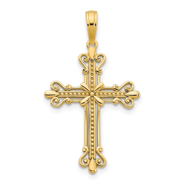 14K Fancy Cross Pendant, 31.7 x 18mm