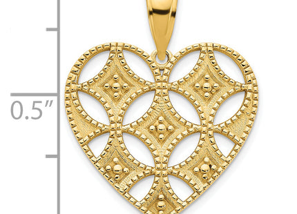 14ky Fancy Heart Pendant, 24.94 x 18.82mm