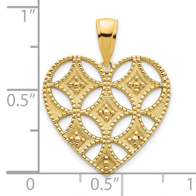 14ky Fancy Heart Pendant, 24.94 x 18.82mm