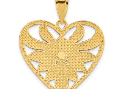 14ky Fancy Heart Pendant, 25.22 x 19.04mm