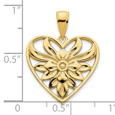 14ky Fancy Heart Pendant, 25.22 x 19.04mm