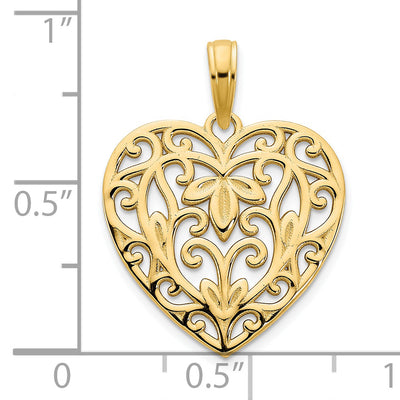 14ky Fancy Heart Pendant, 24.27 x 17.68mm