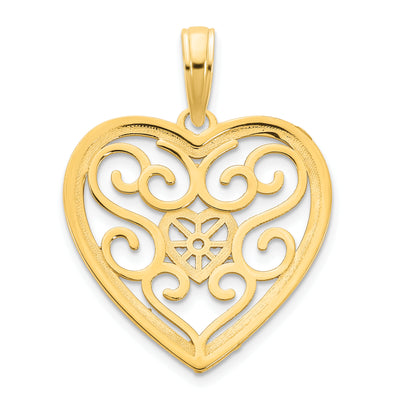 14ky Fancy Heart Pendant, 23.91 x 17.96mm
