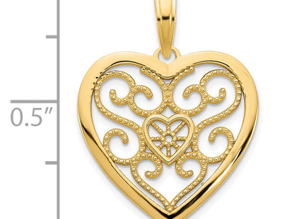 14ky Fancy Heart Pendant, 23.91 x 17.96mm