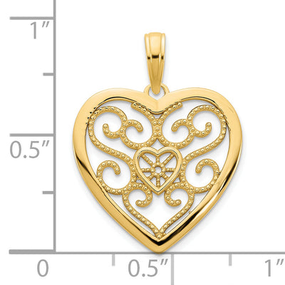 14ky Fancy Heart Pendant, 23.91 x 17.96mm