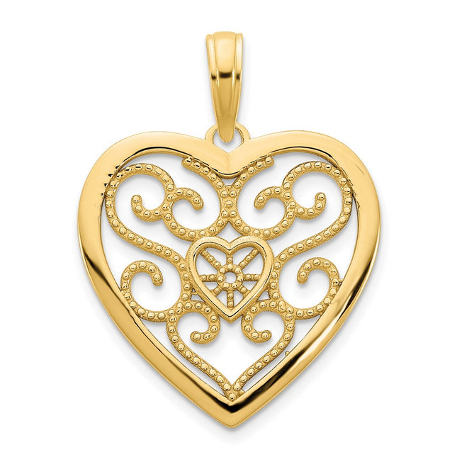 14K yellow gold heart pendant