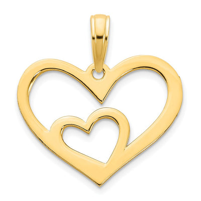 14ky Heart in a Heart Pendant, 22.43 x 18.78mm