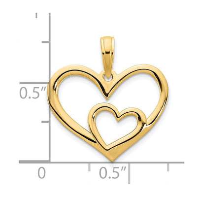 14ky Heart in a Heart Pendant, 22.43 x 18.78mm
