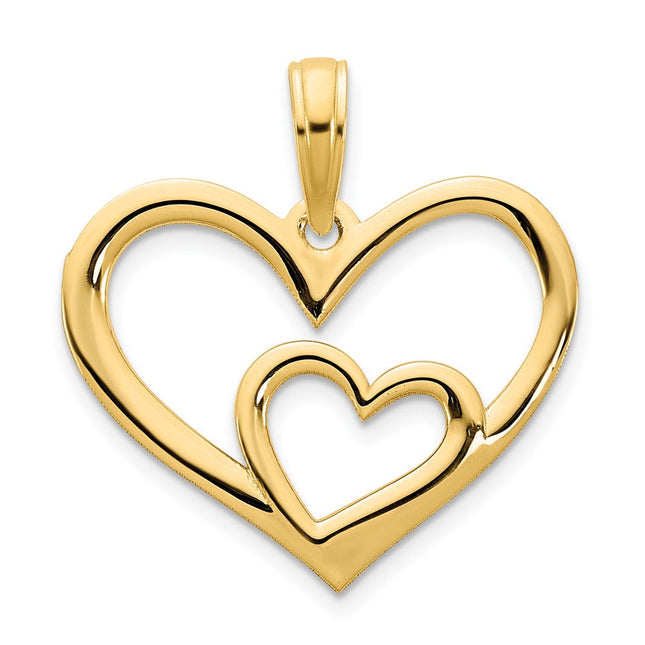 14ky Heart in a Heart Pendant, 22.43 x 18.78mm