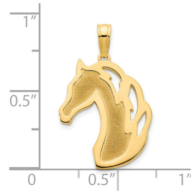 14K Sandblasted Horse Head Charm, 24.5 x 15mm