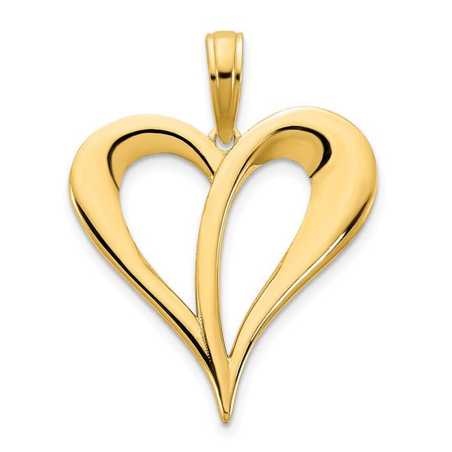 14k Open Heart Pendant, 25.35 x 17.95mm