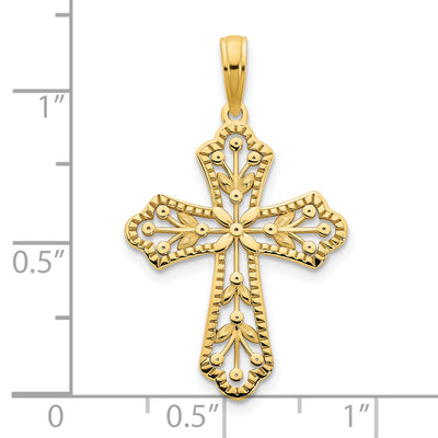 14ky Fancy Cross Pendant, 30.4 x 18mm