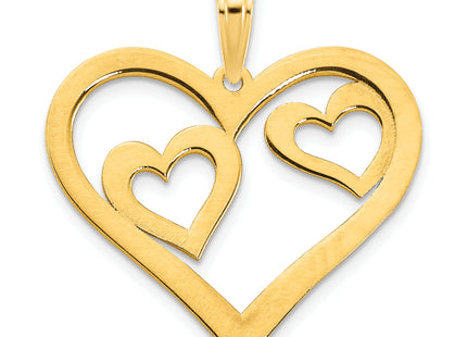 14ky Heart in a Heart Pendant, 24.54 x 20.53mm