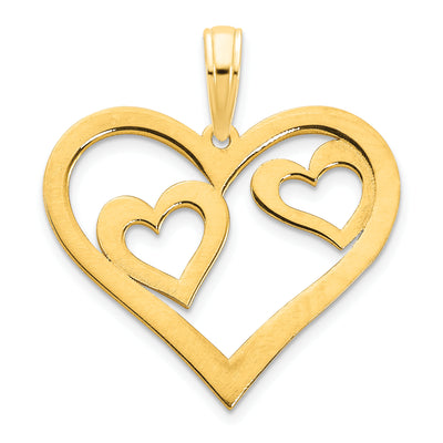 14ky Heart in a Heart Pendant, 24.54 x 20.53mm