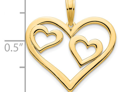14ky Heart in a Heart Pendant, 24.54 x 20.53mm