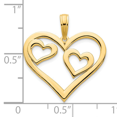 14ky Heart in a Heart Pendant, 24.54 x 20.53mm