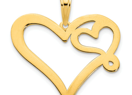 14ky Heart in a Heart Pendant, 24.77 x 21.86mm