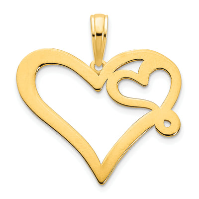 14ky Heart in a Heart Pendant, 24.77 x 21.86mm