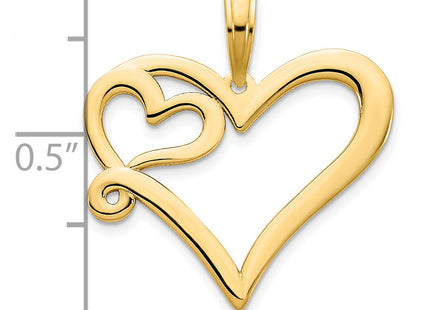 14ky Heart in a Heart Pendant, 24.77 x 21.86mm