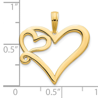 14ky Heart in a Heart Pendant, 24.77 x 21.86mm