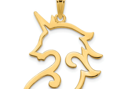 14k Unicorn Pendant, 25 x 17.5mm