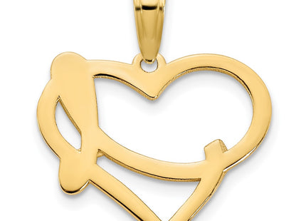 14K gold heart pendant, further view