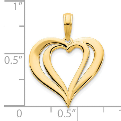 14ky Fancy Heart Pendant, 22.5 x 17.01mm