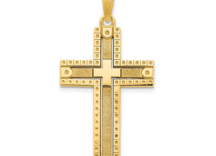 14k Fancy Sandblasted Cross Pendant (Style D5140)