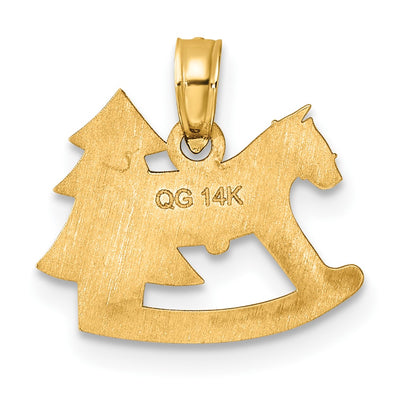 14K Polished Epoxy Rocking Horse with Christmas Tree Pendant