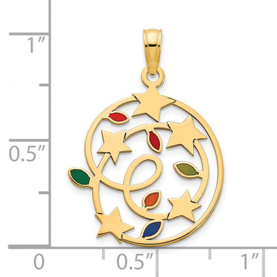 14K Epoxy Christmas Lights and Stars Pendant