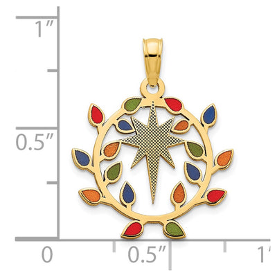 14K Epoxy Christmas Lights and North Star Pendant