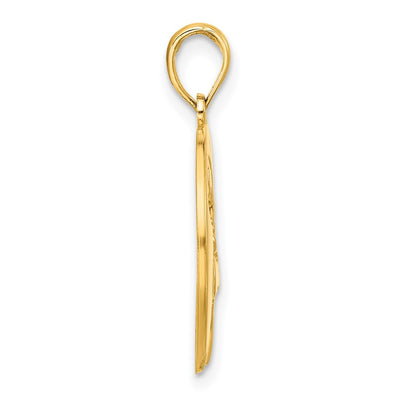 14K Polished Cut-out Deer Head Circle Pendant