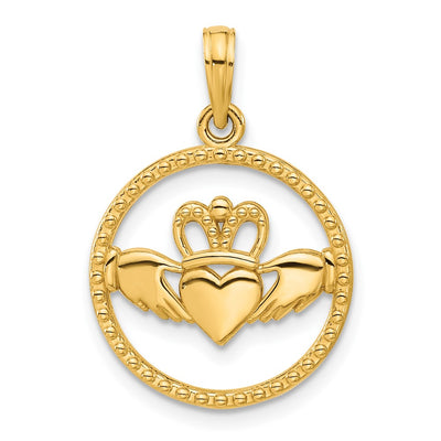 14K gold claddagh pendant