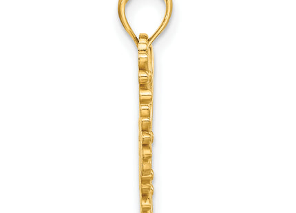 14k Polished Floral Heart Pendant, 22.4 x 18mm