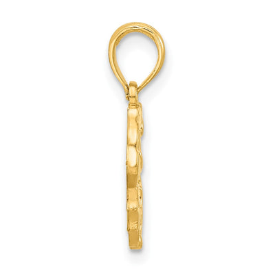 14K Polished Candle with Holly Circle Pendant