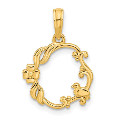 14K gold circle pendant