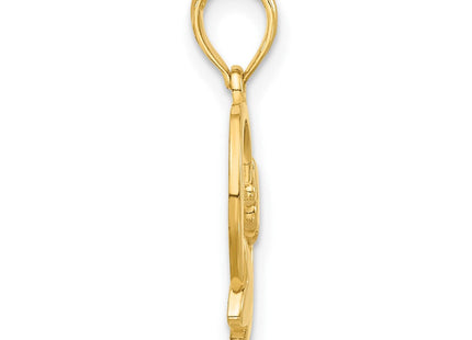 14k Polished Floral Heart Pendant (Style D5389)