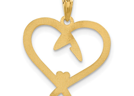 14K gold heart charm, further view