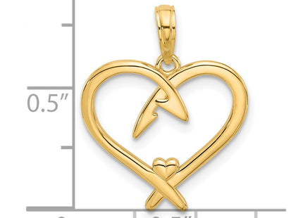 14K gold heart charm, another view